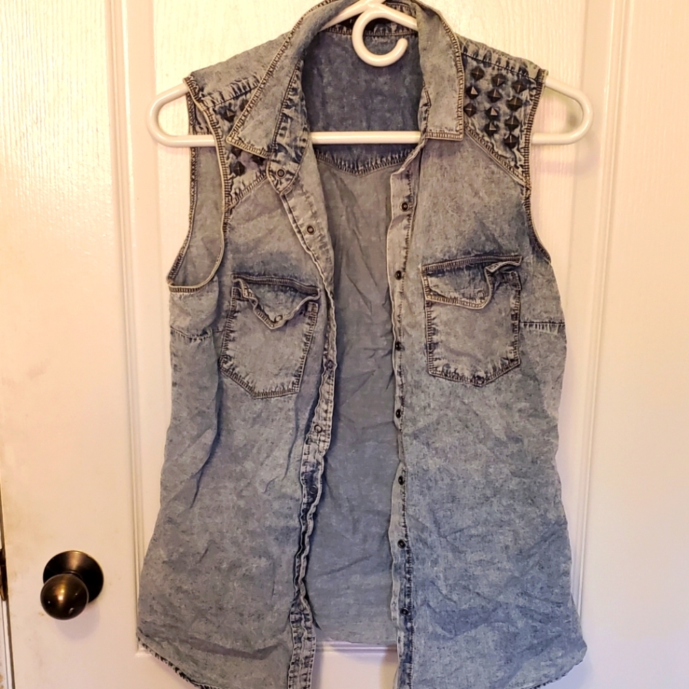Forever 21 Studded Denim Look Vest